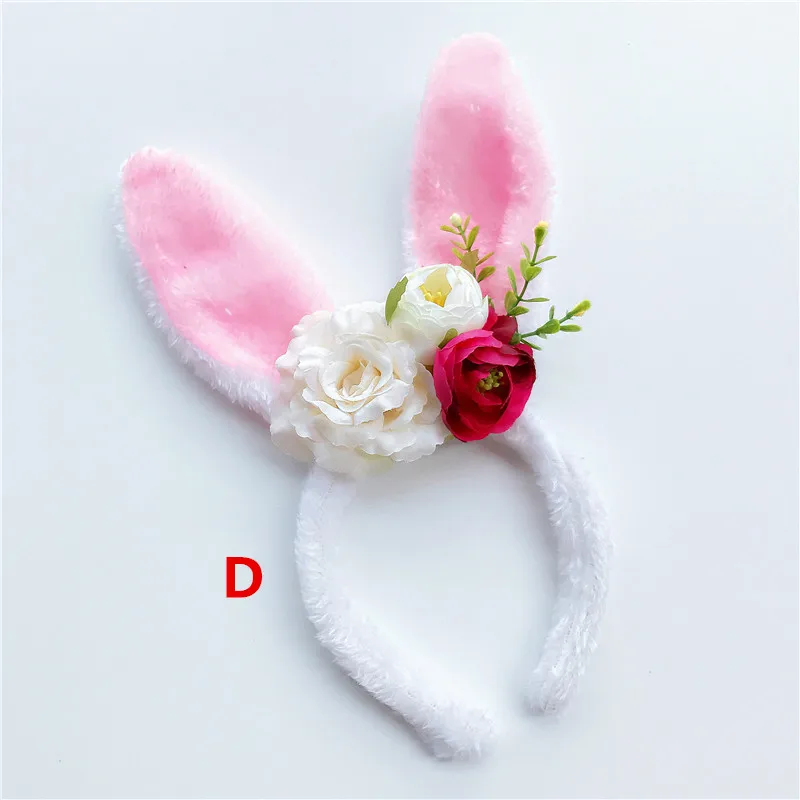 Дети Hairband кролик уха лента для волос для Платье на день рождения с цветочным принтом повязка для волос Интимные аксессуары для фотосессий