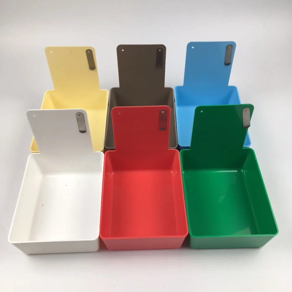 14 pcs/lot 7 colors Dental Lab Tools Dental plastic work boxes Colorful Dental Work Pans with Clip Holder for hold teeht model