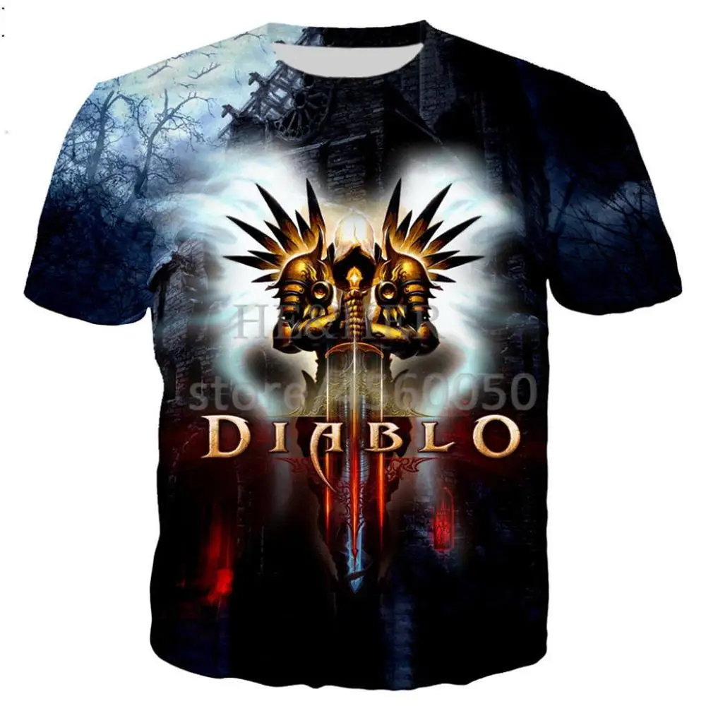 02 Новая классическая футболка Diablo 3 Reaper of Soul, мужская и женская футболка с 3D принтом, новинка, модная футболка в стиле хип-хоп, уличная одежда, повседневные летние топы - Цвет: 02