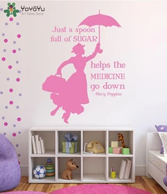 H635 Soft Pink Мэри Поппинс настенные c Книги по искусству Ун Цитата Винил Наклейки на стену для детей номеров Детская украшения Интимные аксессуары зонтик Книги по искусству росписи sy411 - Цвет: H635 Soft Pink