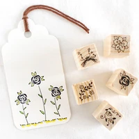 12 pcsbox mini flower stamp diy wooden rubber stamps for scrapbooking stationery scrapbooking standard stamp