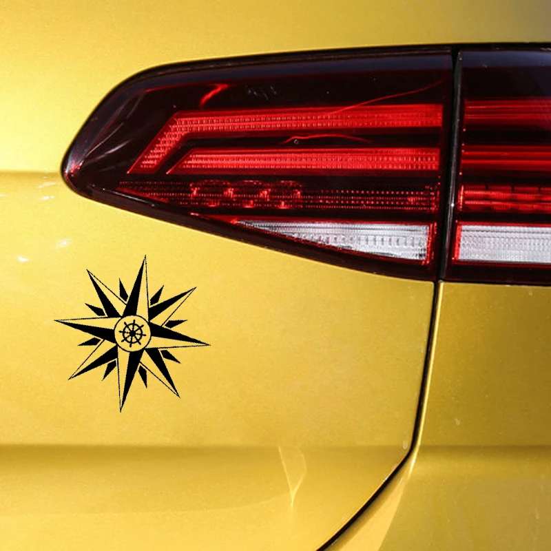 

YJZT 14CM*14.1CM The Sailor Explorer Compass Car Sticker Vinyl Decal Black Silver C10-01147