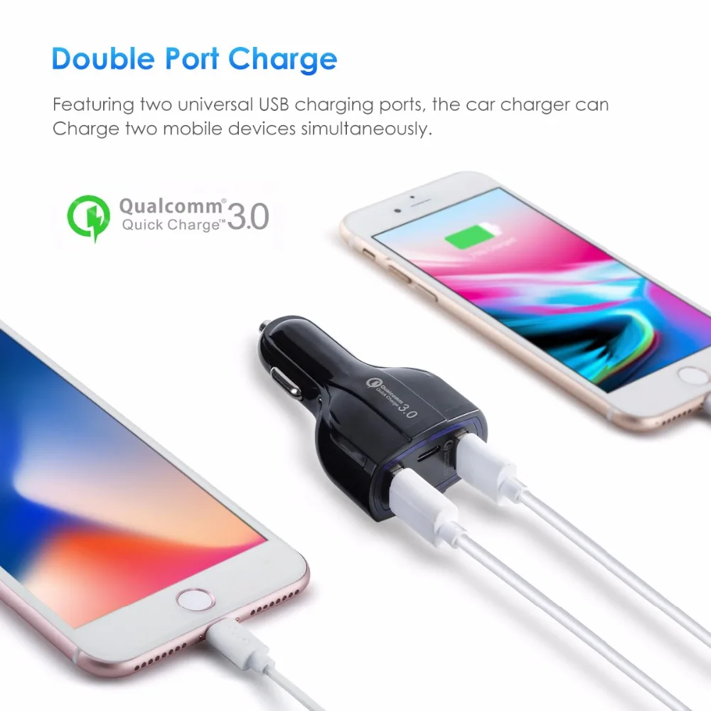 SOONHUA QC3.0 USB Автомобильное зарядное устройство смарт автомобильное зарядное устройство адаптер двойной USB+ type-C 3 порта быстрая зарядка автомобильное зарядное устройство для мобильного телефона s