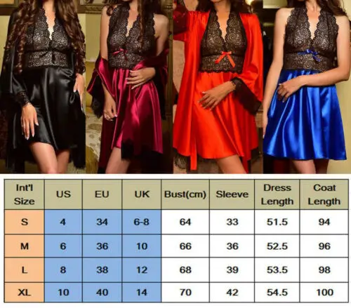 Женская ночная рубашка шелковое сатиновое кружевное нижнее белье пижама кимоно