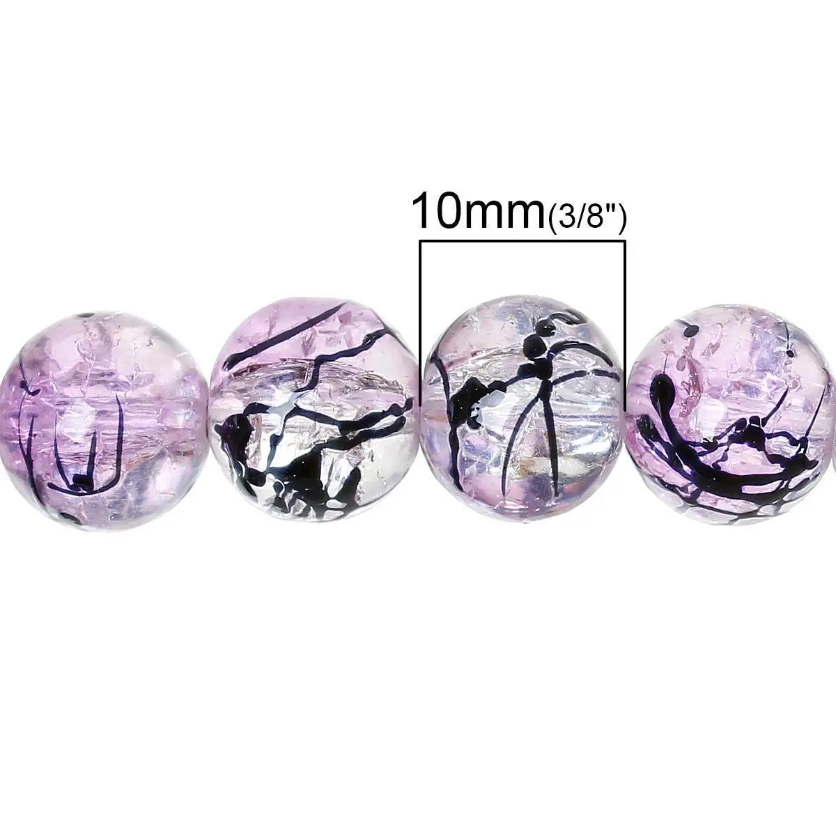 DoreenBeads Хрустальные стеклянные бусины круглые фиолетовые пятнистые 10 0 мм