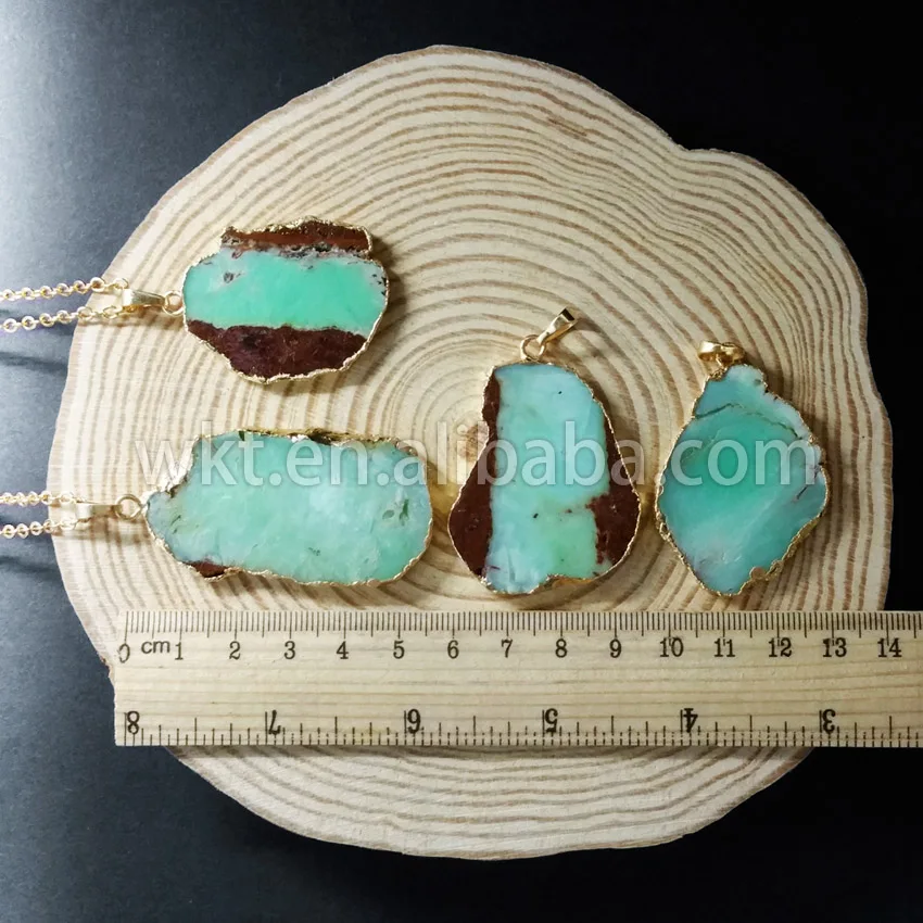WT-N594 оптовая продажа ожерелье из необработанного хризопразы ювелирные изделия WKT
