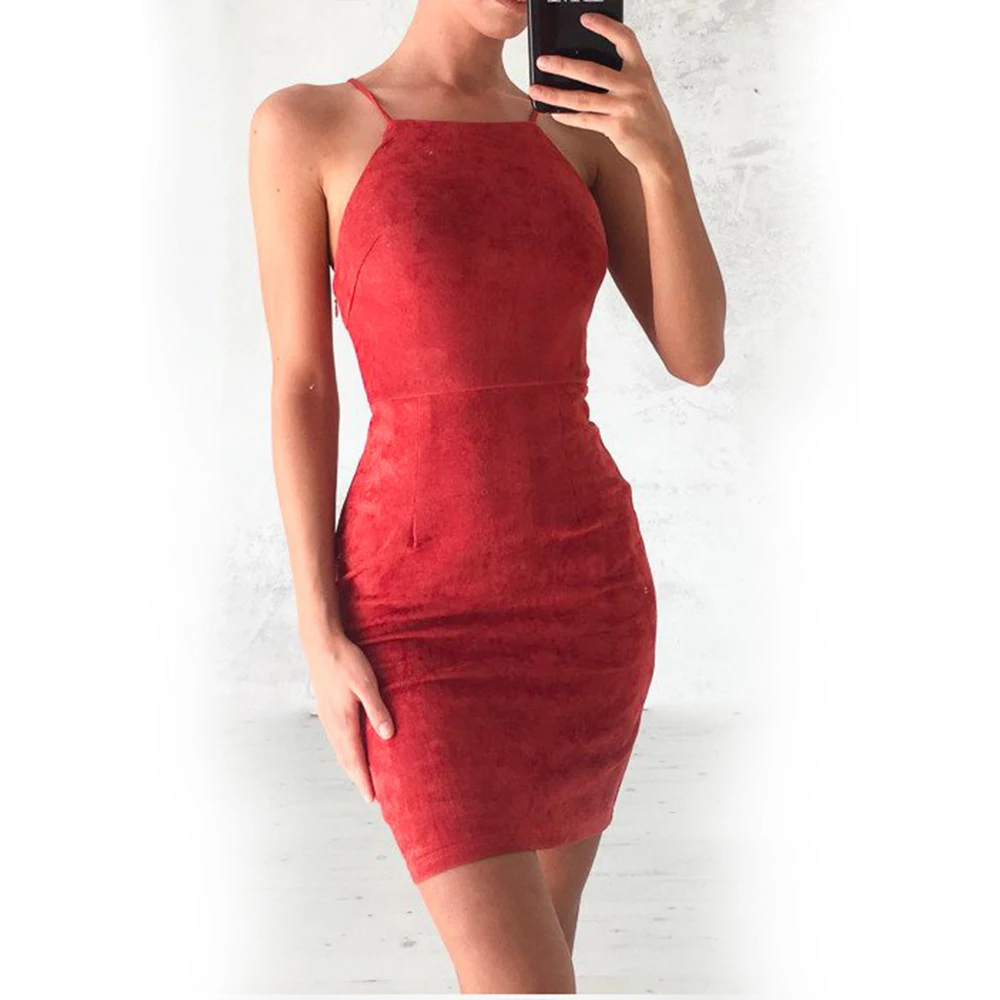 Ciysty 2018 Для женщин сексуальное платье замшевые слинг вечерние Vestido летом Холтер
