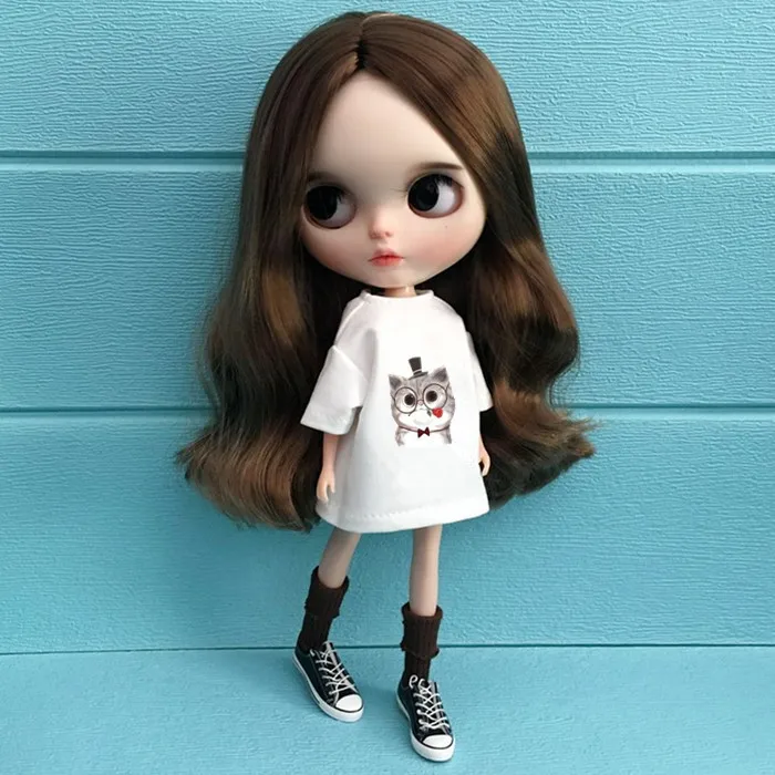 Модная Кукла blyth футболка одежда свинка длинная рубашка Барби платье для Pullip Licca
