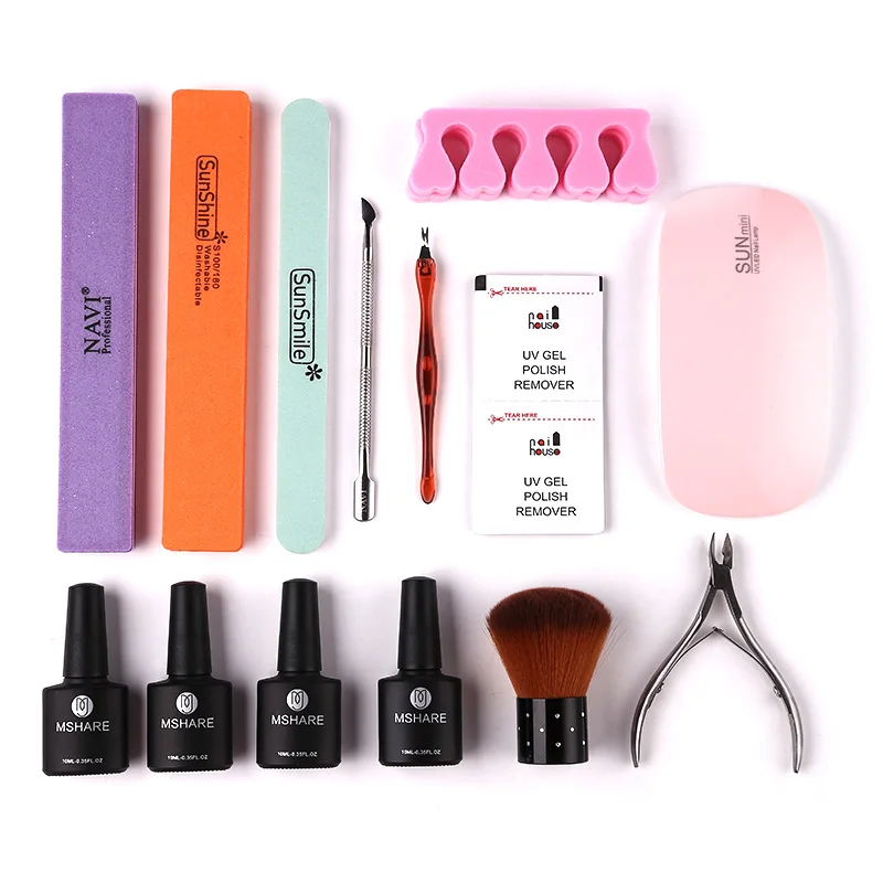 MSHARE 20Pcs Nail Art Base Tool 6W UV Led Lamp Dryer Gel Polish Kit Набор для маникюра Наборы комплектов лампа
