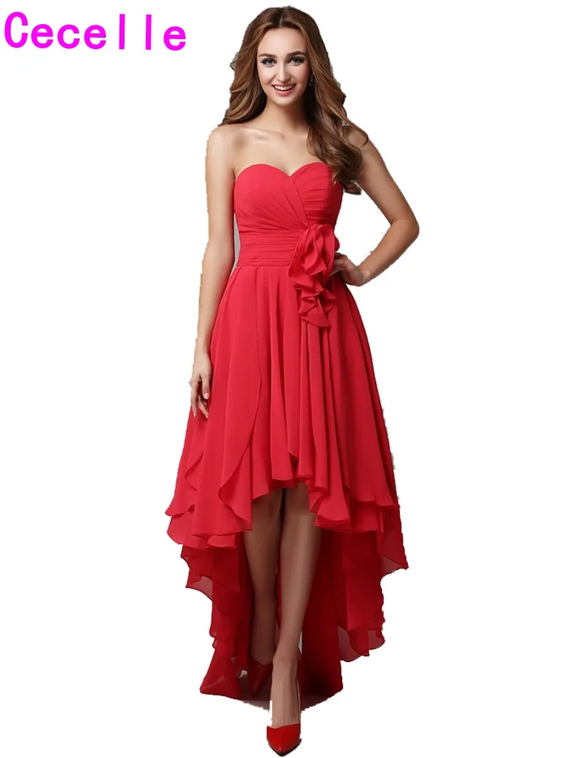 2019 реально красные платья подружек невесты шифоновые плиссированные с сердечком