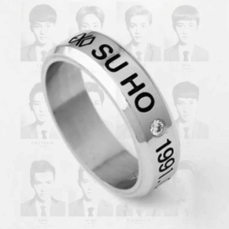 SUHO K-pop exo день рождения распродажа Горячая Распродажа модные кольца ювелирные изделия Kpop Exo Дата стальное кольцо хвост размер отправить шнур K-pop exo для мужчин и женщин ювелирные изделия - Цвет основного камня: SUHO