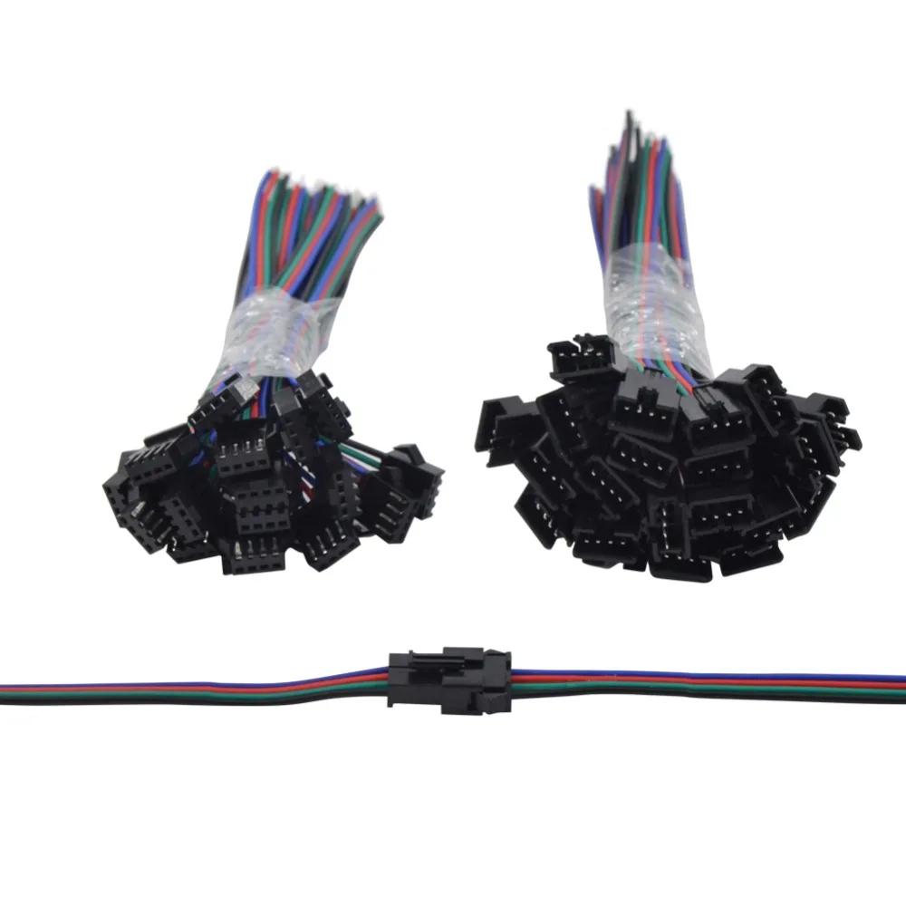 10-100 пар 2pin/3pin/4pin/5pin SM JST разъем мужской и женский для 5050/3528, WS2812B WS2811 APA102 SK6812 светодиодные полосы