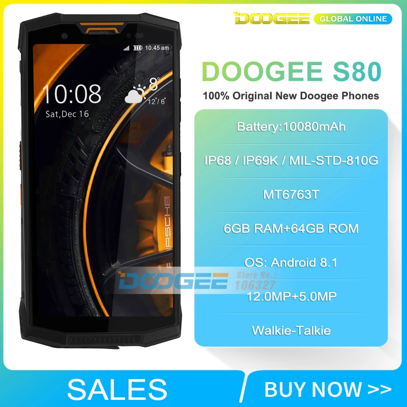 Иди и болтай Walkie Talkie “иди IP68 DOOGEE S80 Водонепроницаемый 10080 мА/ч глобальной Dual Core 4G
