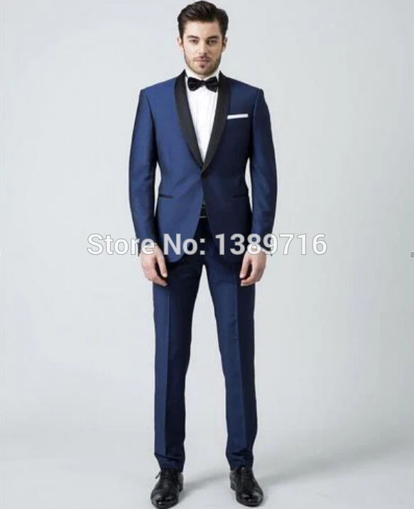 Смокинги Одна кнопка Black Satin Нагрудные Groomsmen Шафер Мужчины Свадебные Костюмы
