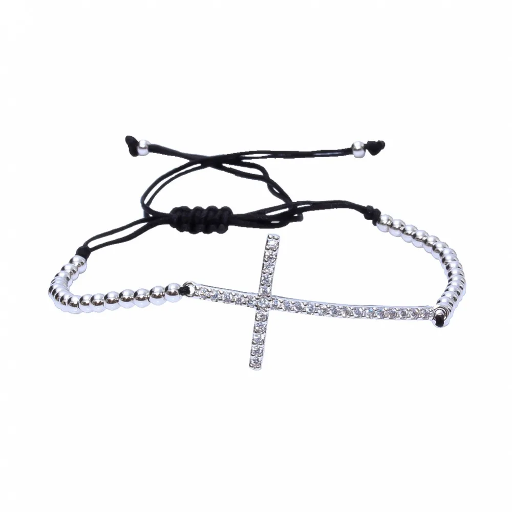 Классический стиль ювелирные изделия унисекс браслет с крестом микро закрепка