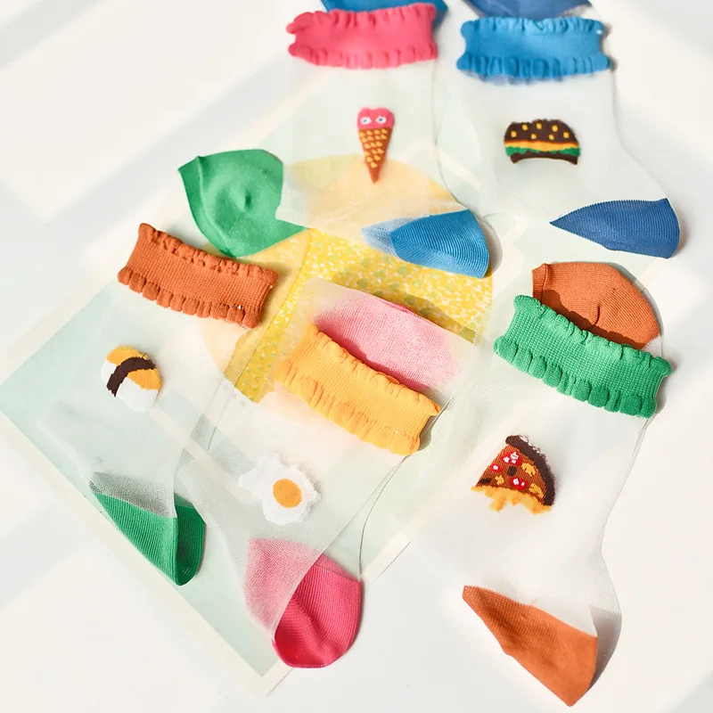 Женские носки в Корейском стиле модные повседневные Харадзюку с принтом из