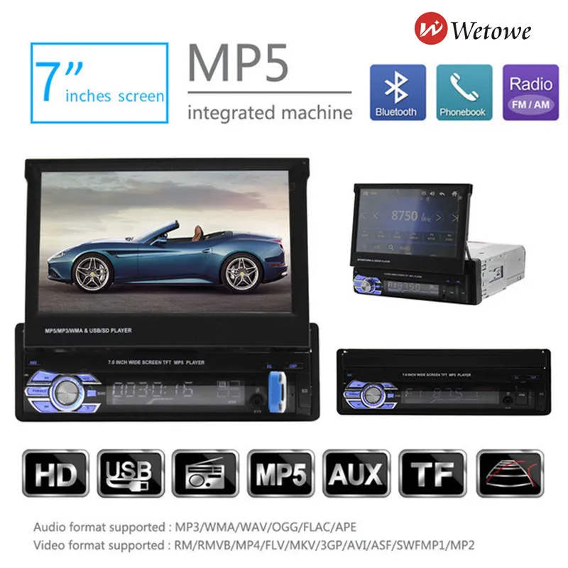 Выдвижной экран высокого списка 7 дюймов для автомобиля аудио и видео Bluetooth hands free