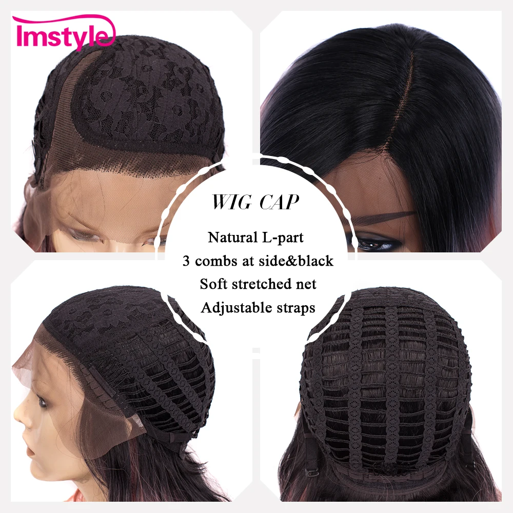 Imstyle Ombre розовые парики Волнистые Синтетические кружева спереди парик для женщин Термостойкое волокно натуральный парик для косплея