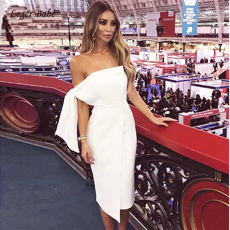 Herve Leger Babe Бандажное платье элегантное женское на одно плечо 2018 летние белые