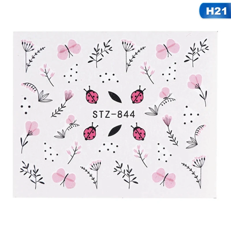 21 Designs Nail Sticker Set Jungle Green Leaves Flower Leaf Slider DIY Nail Art Water Transfer Decal Manicure Tool