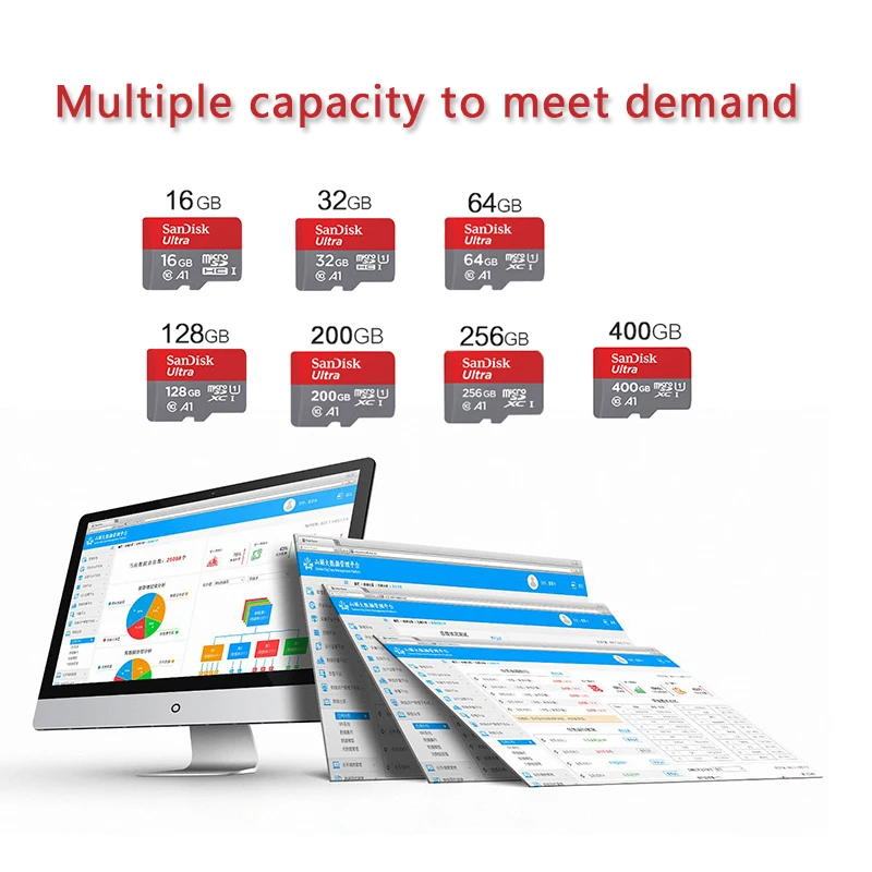 Карта памяти SanDisk Ultra Micro SD 100% оригинал 128 ГБ 32 64 256 400 гб TF-карта 16 Гб класс 10 Max 98