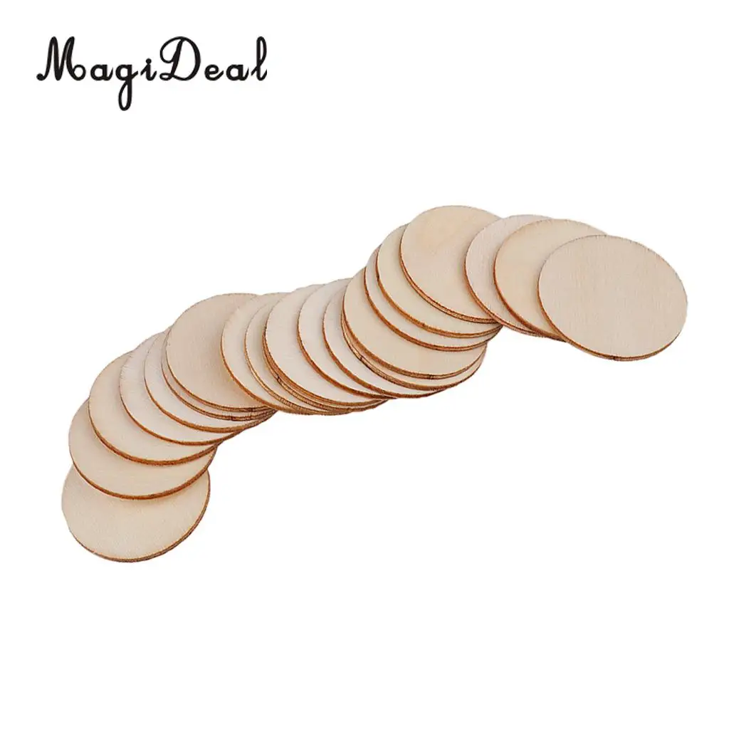 

MagiDeal Handmade 100Pcs/Lot Wood Cutout Round Wooden Pieces DIY Craft for Scrapbooking Wedding Party Home Festival Decoration