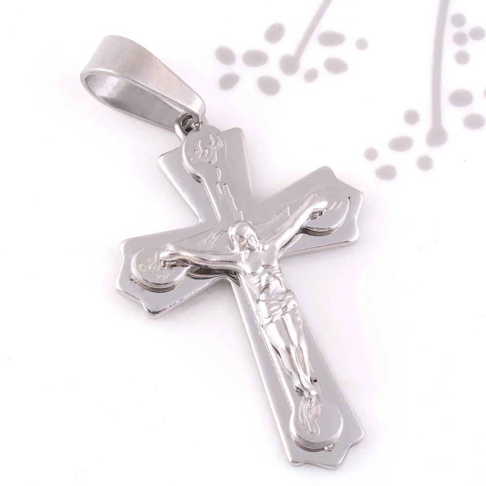 Цепочка с подвеской крестом из нержавеющей стали серебристого цвета 100|steel cross