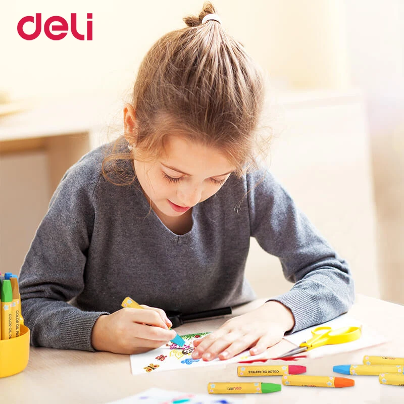 

Deli 12/18/24/36 colors oil pastels cute safety non-toxic student drawing graffiti pens no dirty hands crayons school stationery