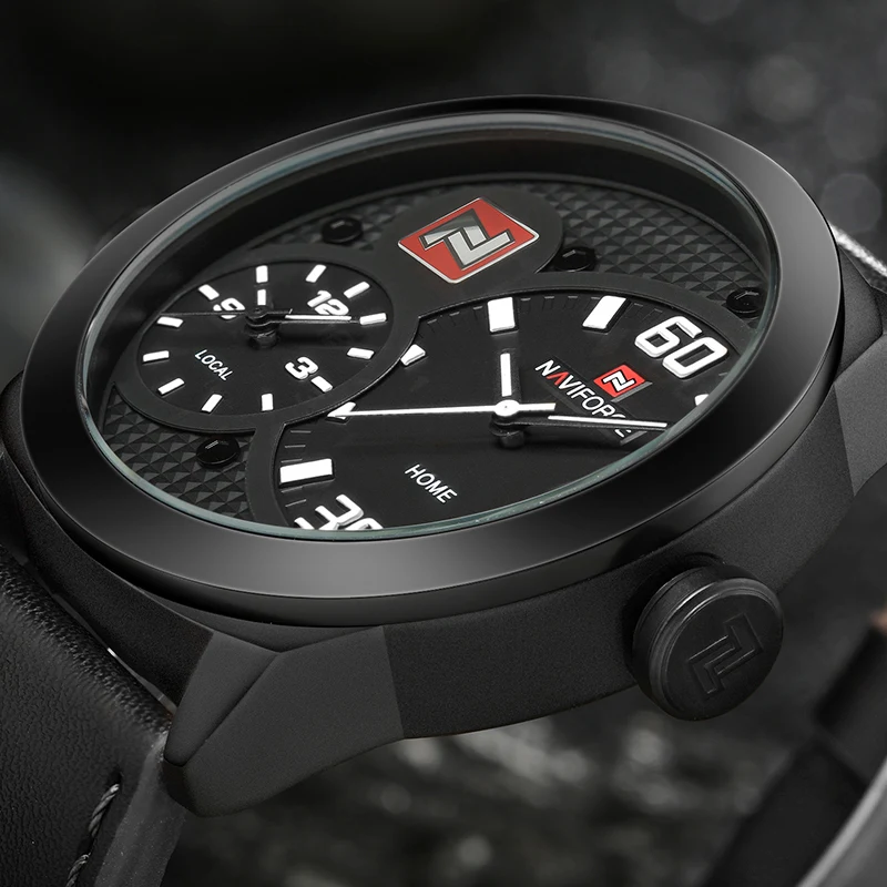 Naviforce Для мужчин Спортивные часы модные роскошные Лидирующий бренд Dual Time
