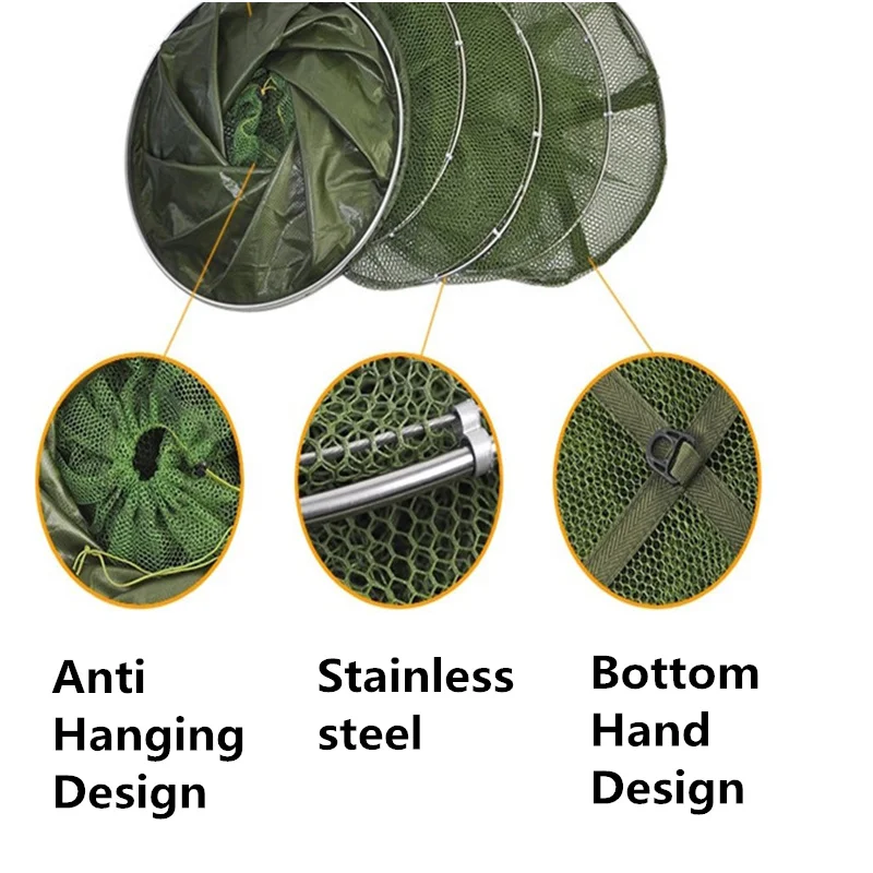 Сетка рыболовная с двойным кольцом нескользящая из нержавеющей стали