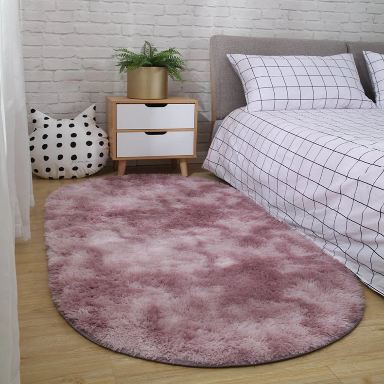 Ковер, спальня, Овальный прикроватный коврик, гостиная, Диванный кофейный столик, коврик для пола, плюшевый коврик, не Линт, не выцветает, нескользящее одеяло