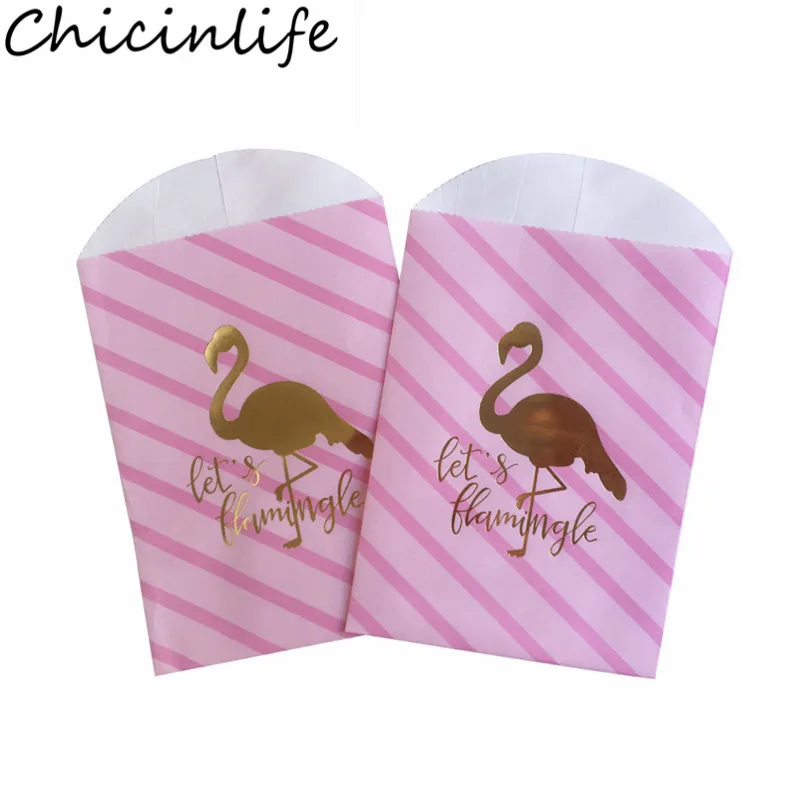 Chicinlife 10 шт. бумажные пакеты с фламинго для дня рождения конфеты печенья