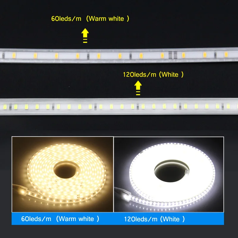 60led 120 светодиодов/м Светодиодная лента 220В 2835 высокая яркость Гибкая