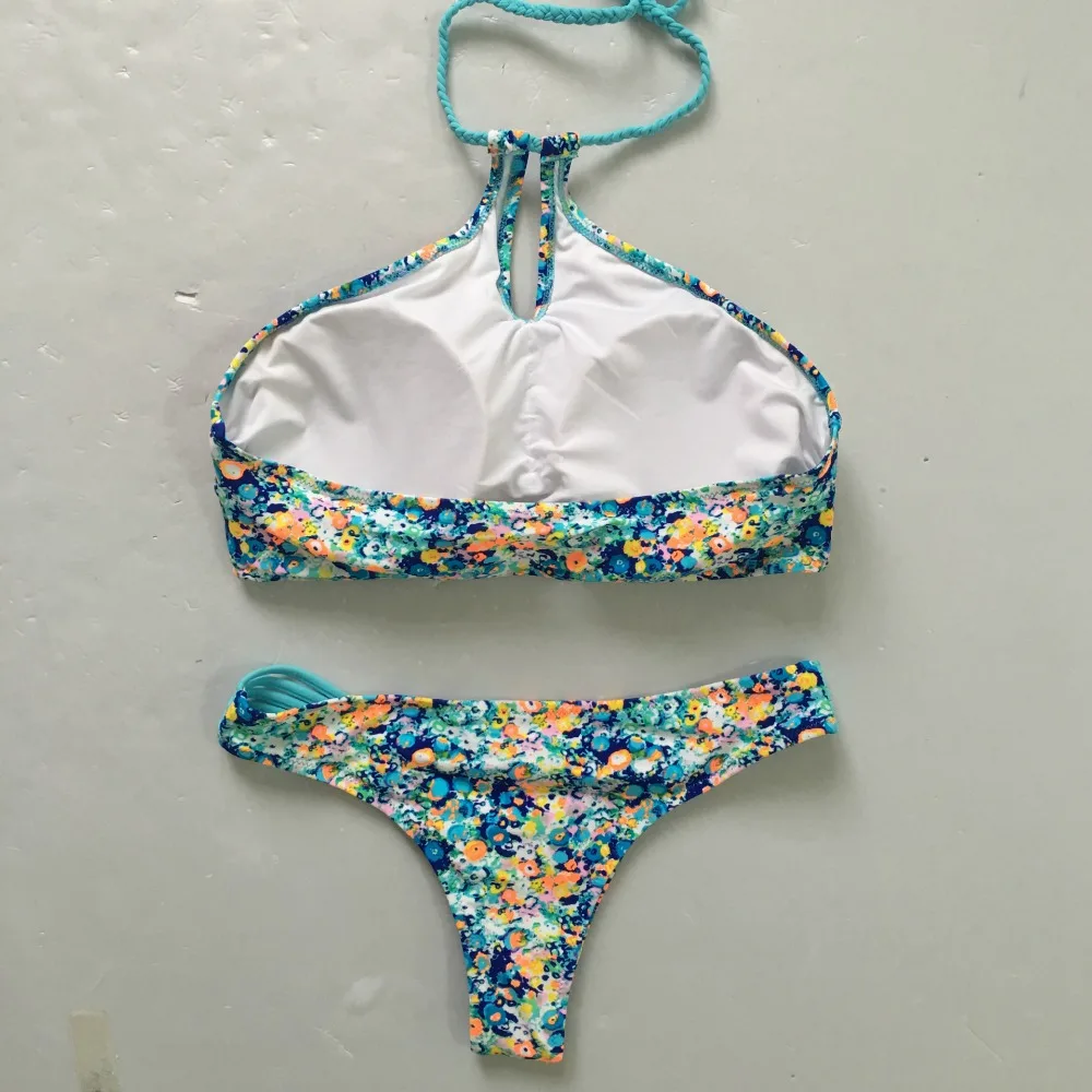 2019 новая пляжная одежда бикини укороченный топ с высоким воротом купальник