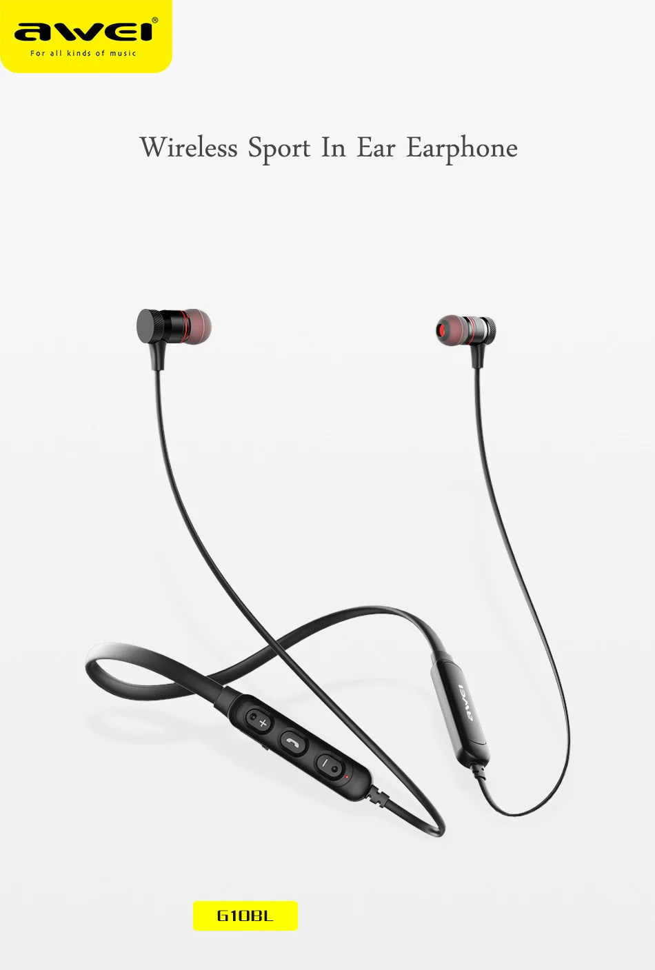 AWEI G10BL стерео bluetooth наушники спортивные Hands Free 3D стерео наушники с микрофоном шумоподавление беспроводные наушники для IPhone