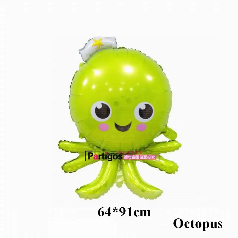 1pc octopus Воздушные шары из фольги в виде животного День рождения украшения Дети океан рыбы шары надувные игрушки детский душ Летние Животные тема Вечерние - Цвет: 1pc octopus