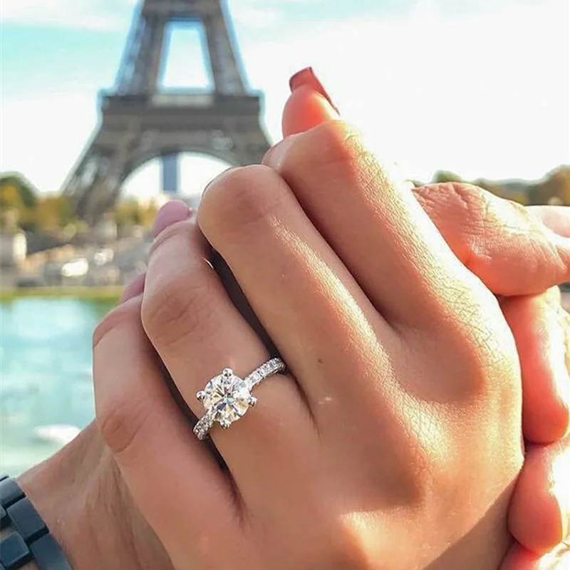 925 anillos серебряное классическое роскошное кольцо со стразами циркониевое