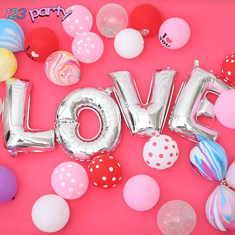 32 дюймовый фольгированный воздушный шар с надписью LOVE для юбилея свадьбы