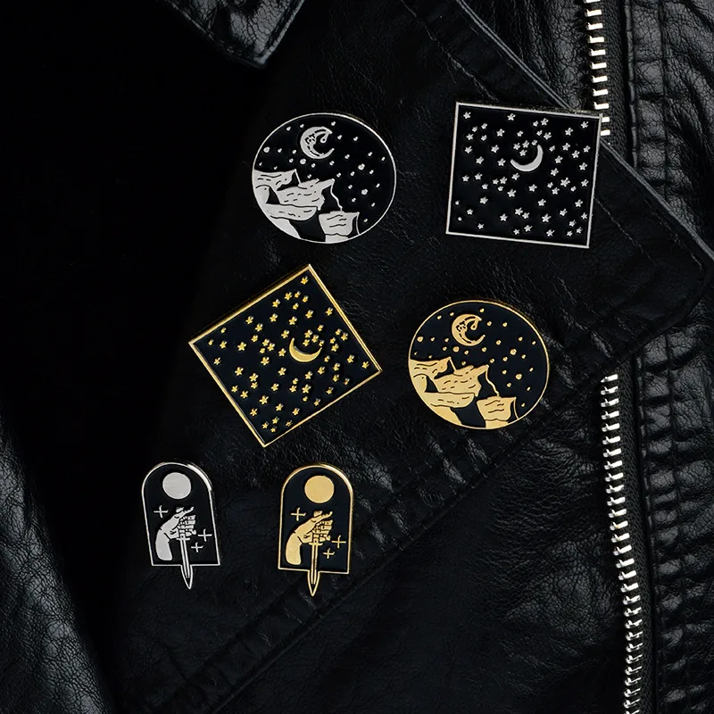 Винтажная брошь в виде героев мультфильмов Moon Starry Sky Горный кинжер шпильки значки