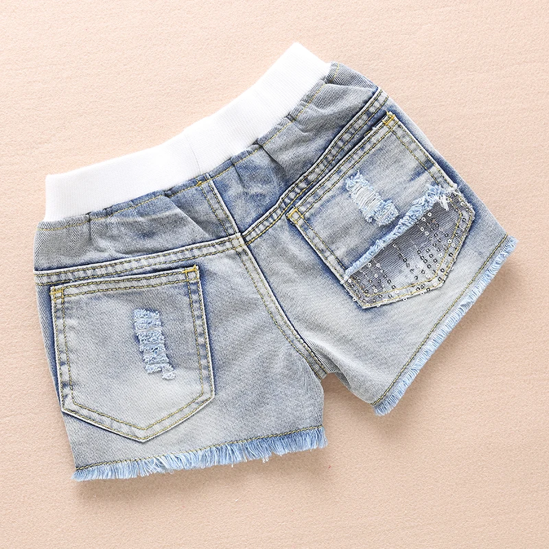 Весна-лето 2017 модные хлопковые джинсовые шорты для девочек детские джинсы с