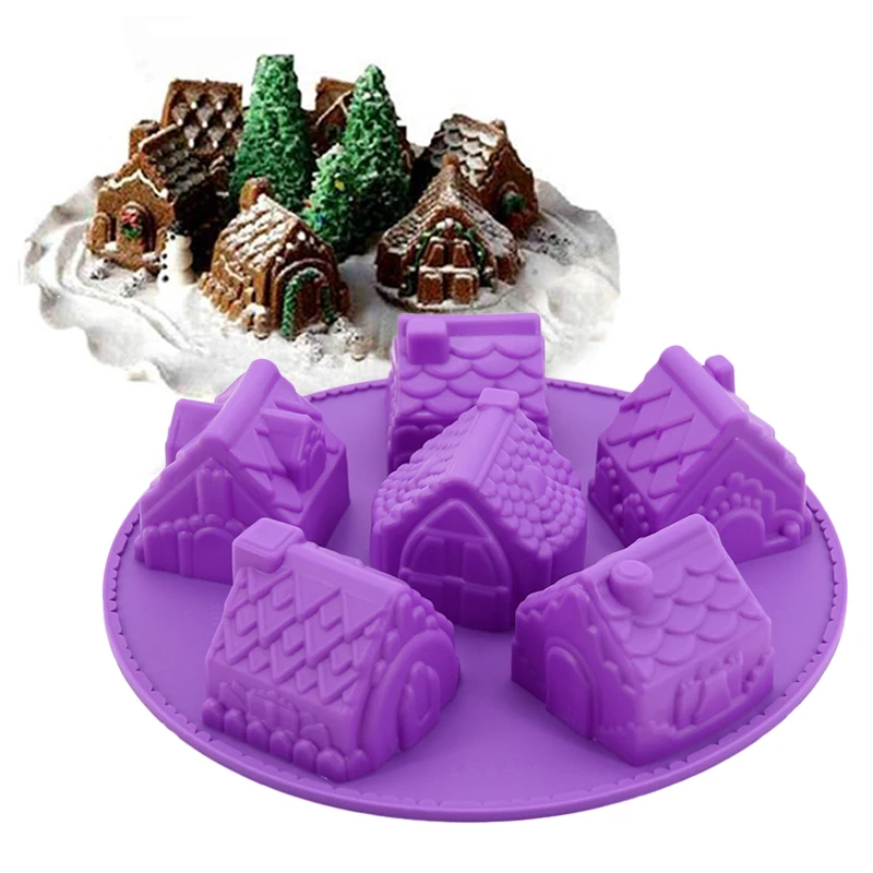 

Silicone Cake Mold 3D Gingerbread House Christmas Decorating Moulds For Chocolate Cookie Bakeware Dessert Baking Tools