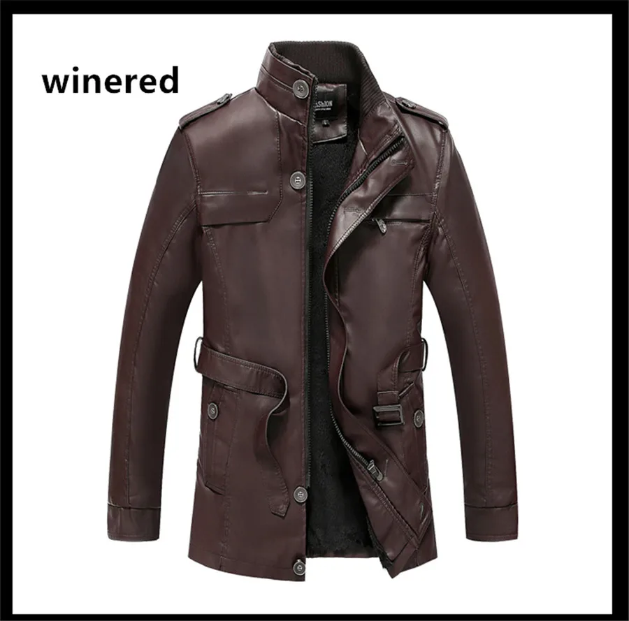 Riinr Men Leather Jacket Winter Bomber Jacket Autumn Military Fleece Jacket Coat Motorcycle Windbreaker EUR Size PU Leather