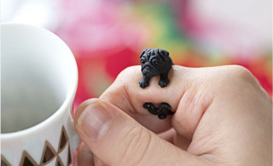 Оптовая продажа уникальные трендовые Ретро мопса регулируемое кольцо Высокое