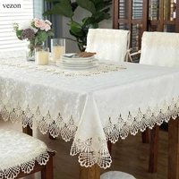 vezon hot sale elegant lace tablecloth wedding party home daily satin table linen cloth tea cover textile decoration towel