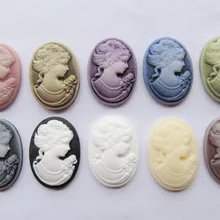 100pcs 18mmx25mm 10 Colors Oval Flatback Resin Beauty Head Lady Cameo Charm Finding,Phone Decoration Kit,DIY Accessory Jewellry