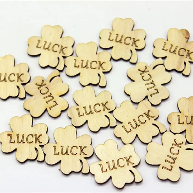 

100 pcs wood lucky clover decoration wood charms
