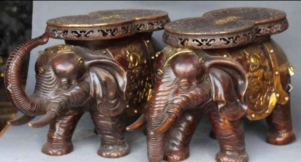 18 &quotБронзовый позолоченный слон Heffalump дверь стул курильница