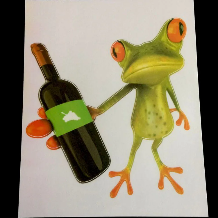 Red wine bottle frog Забавные 3D Мультяшные красочные наклейки на автомобиль с лягушками, Виниловая наклейка на корпус, царапается, Стайлинг автомобиля, аксессуары для мотоциклов - Название цвета: Red wine bottle frog