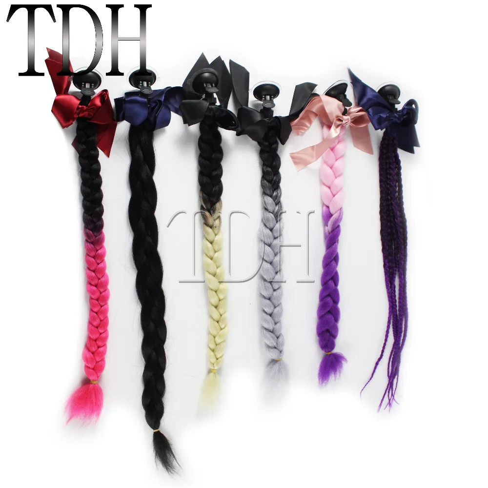 Цветные косички для мотоциклетных шлемов с хвостиком Хвоста Декорация перьев волосы Поворот косы Женщины Punk Стиль.