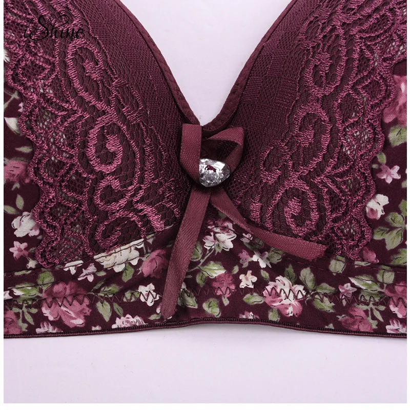 Для женщин Push Up бюстгальтеры для пикантные цветочный принт кружево Bralette